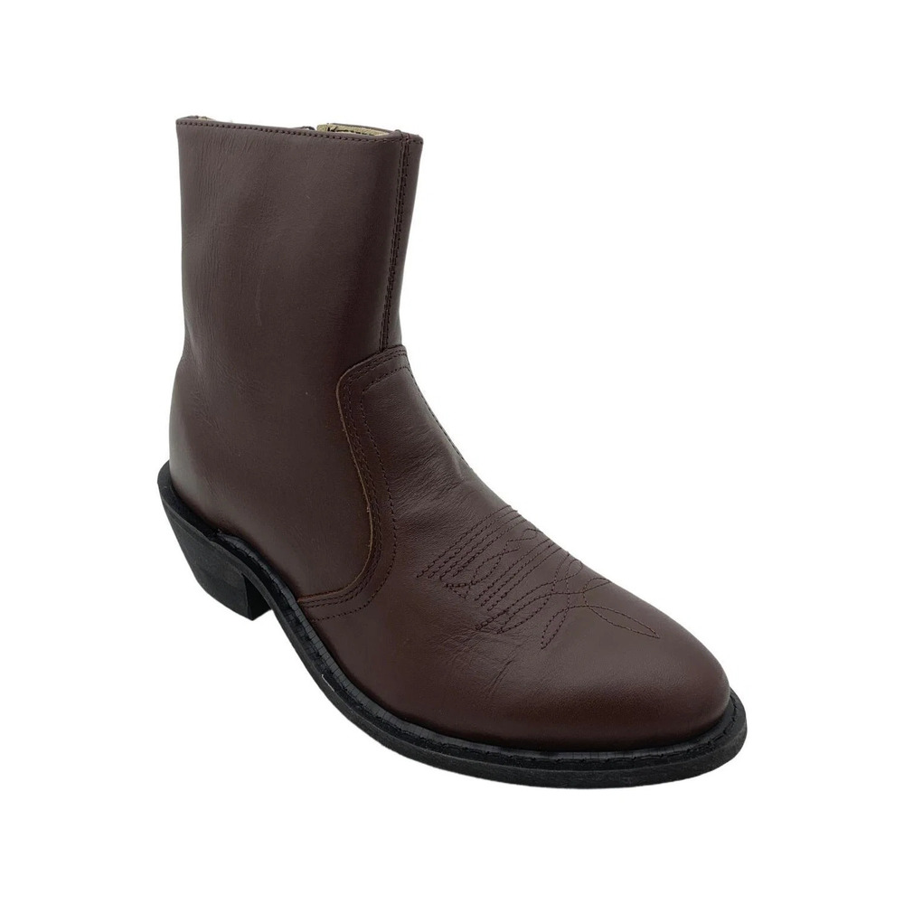 Leather Classics Men's 7-1/2" Western Dress Leather Boots Dark Brown - Medium